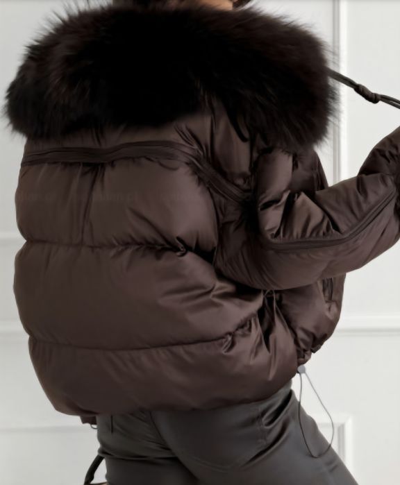 Kurtka puchowa z naturalnym futerkiem z lisa
