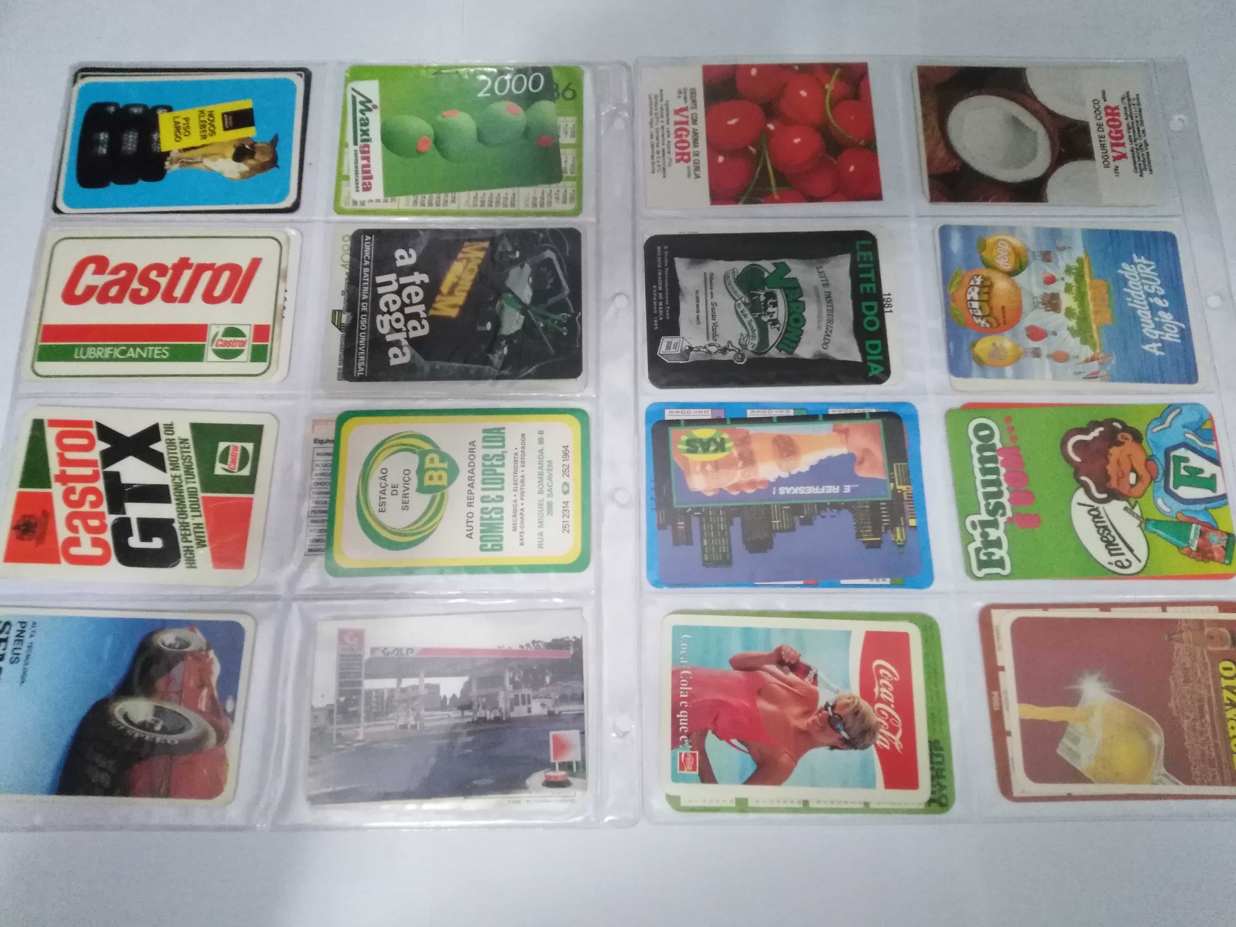 Conjunto de 80 calendarios de marcas antigas com 10 micas arquivadoras