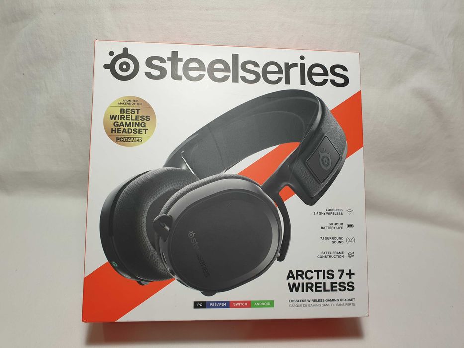 Słuchawki bezprzewodowe SteelSeries Arctis 7+BLACK - NOWE.