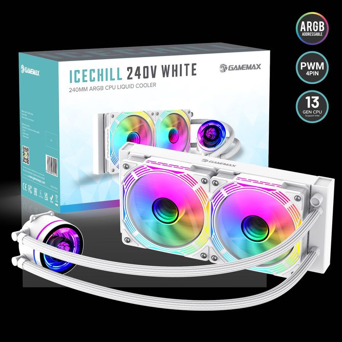 Promocja!!!GameMax Chłodnica cieczy procesora IceChill 240V biała