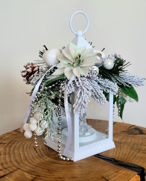 Lampion LED z Aniołkiem na grób Świąteczny Boże Narodzenie