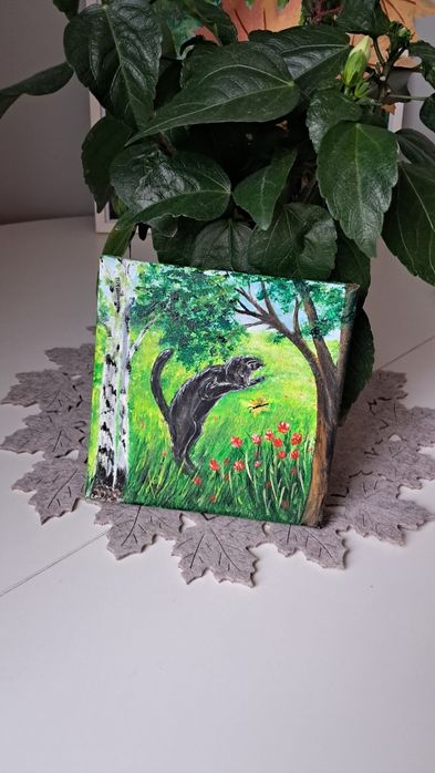 Obrazu namalowany akrylem na płótnie 15×15