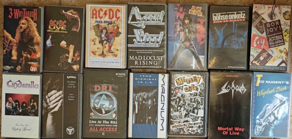casstes VHS video Heavy Metal Thrash Maiden Sodom coroner Bon Jovi DRI