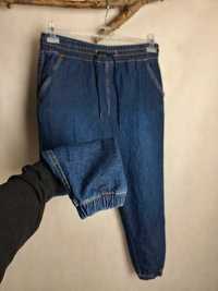 Spodnie jeansowe dzinsowe joggery na gumce bawełniane wysoki stan 40 L