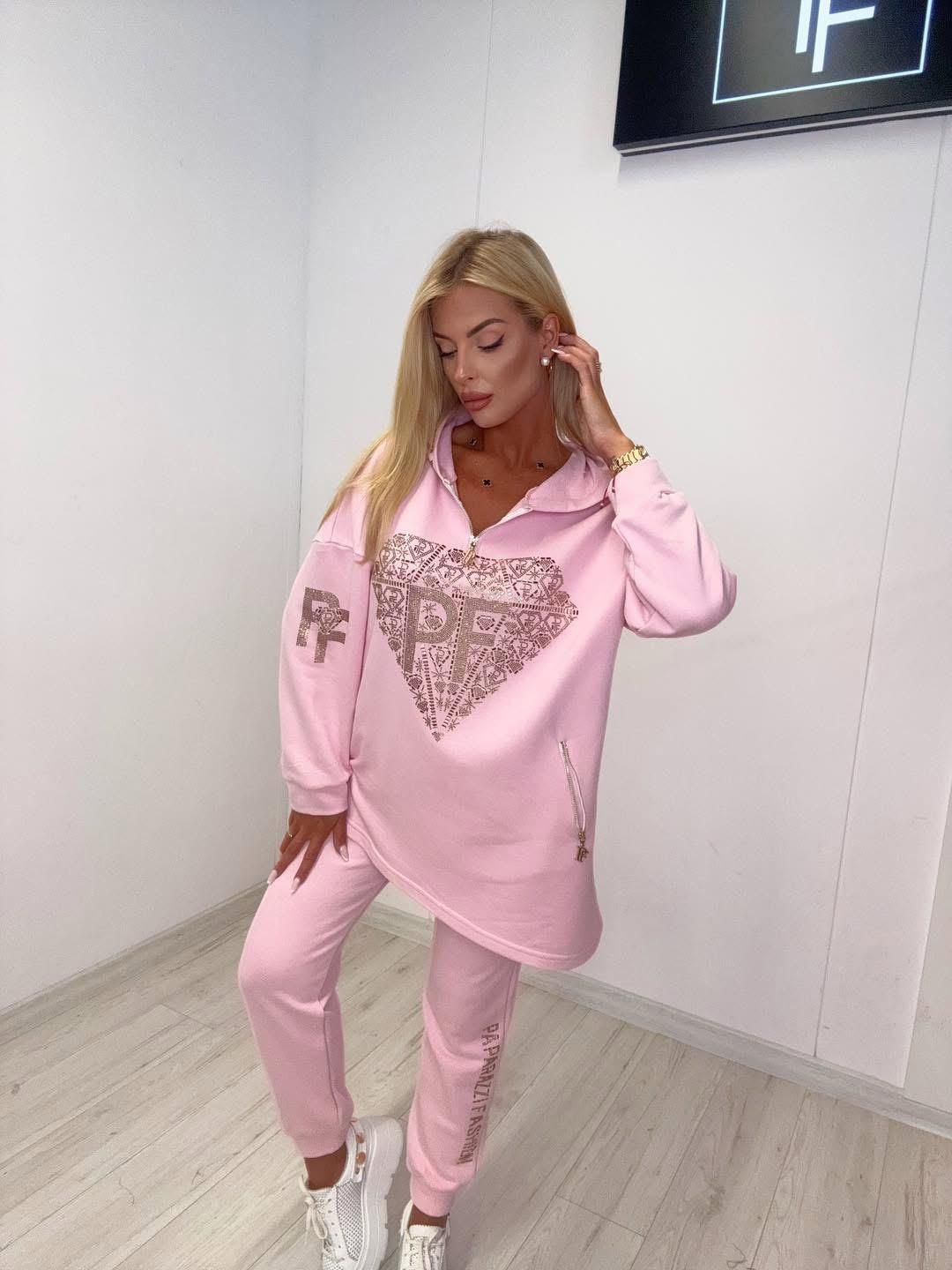 Piękny komplet dres z kapturem Diane t cyrkonie logo paparazzi