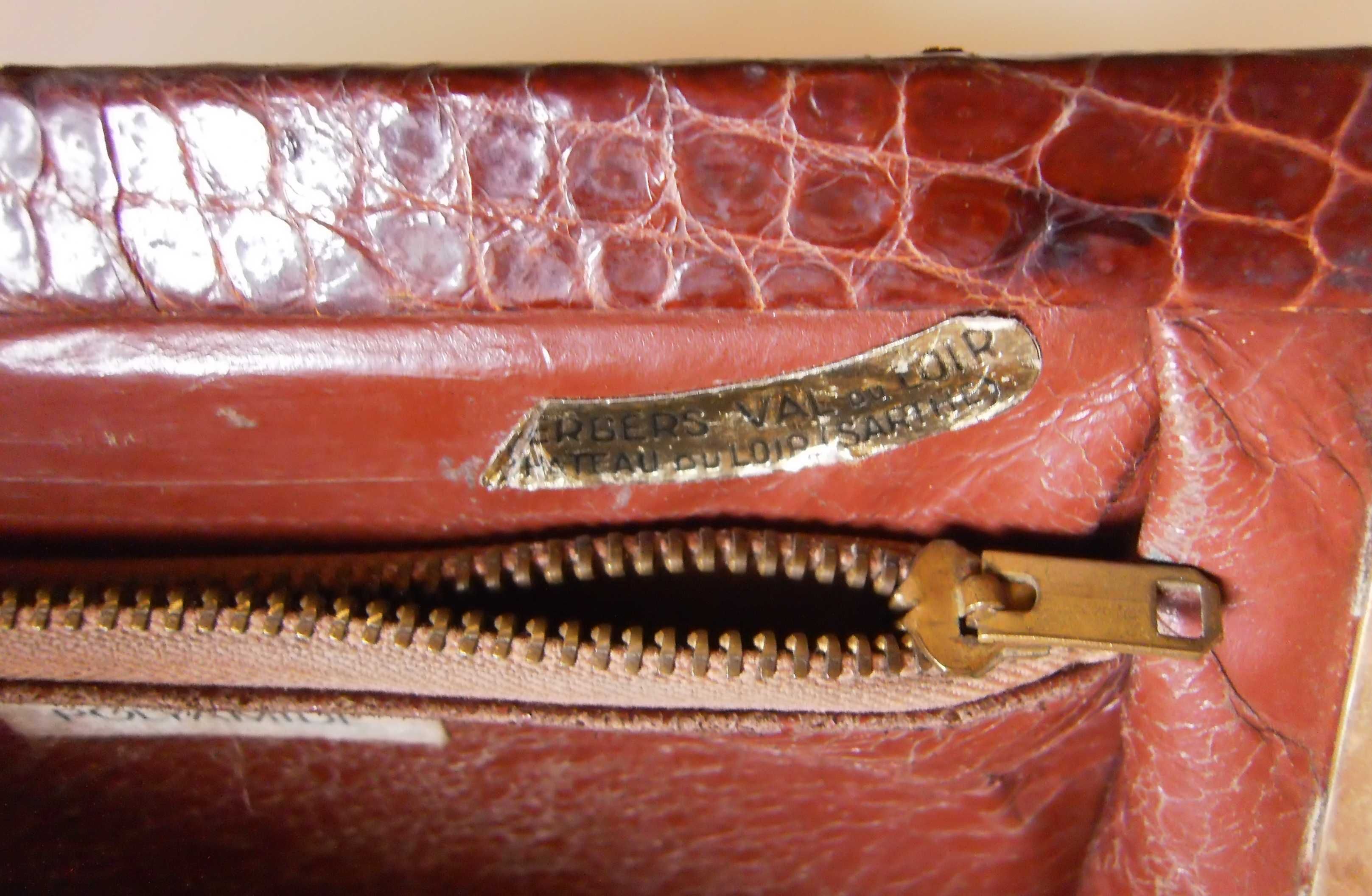 Moda Vintage: Carteira de senhora, clássica em pele genuína crocodilo