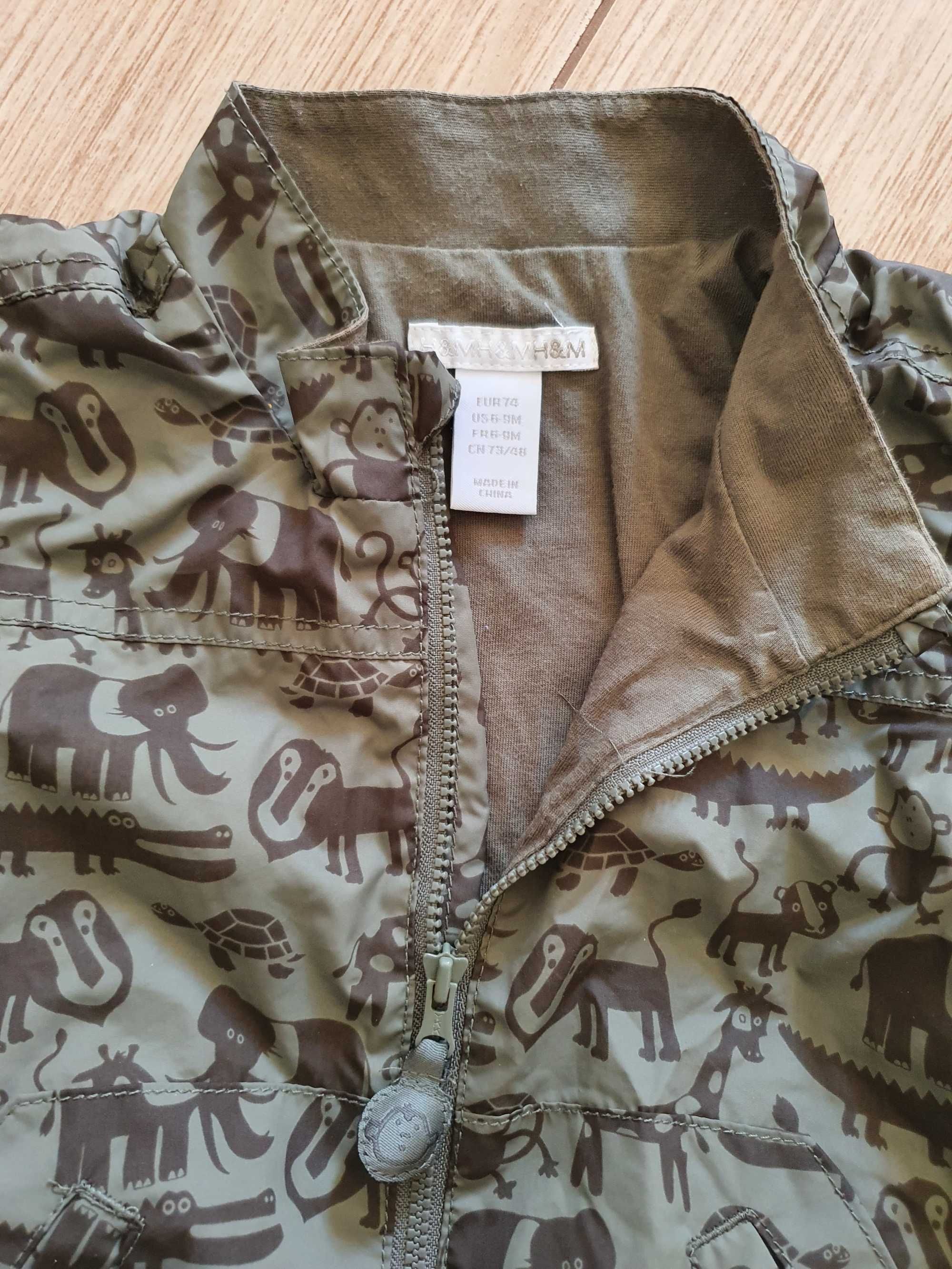 Kurtka letnia h&m kolor khaki w zwierzątka zoo 74