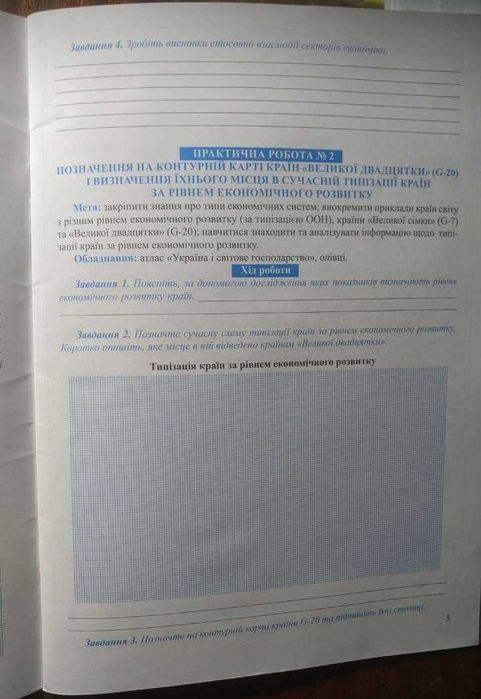 Тетрадь для практических работ по географии 9 клас