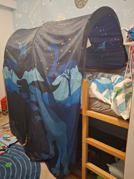 Łóżko ikea Kura +2materace+baldachim