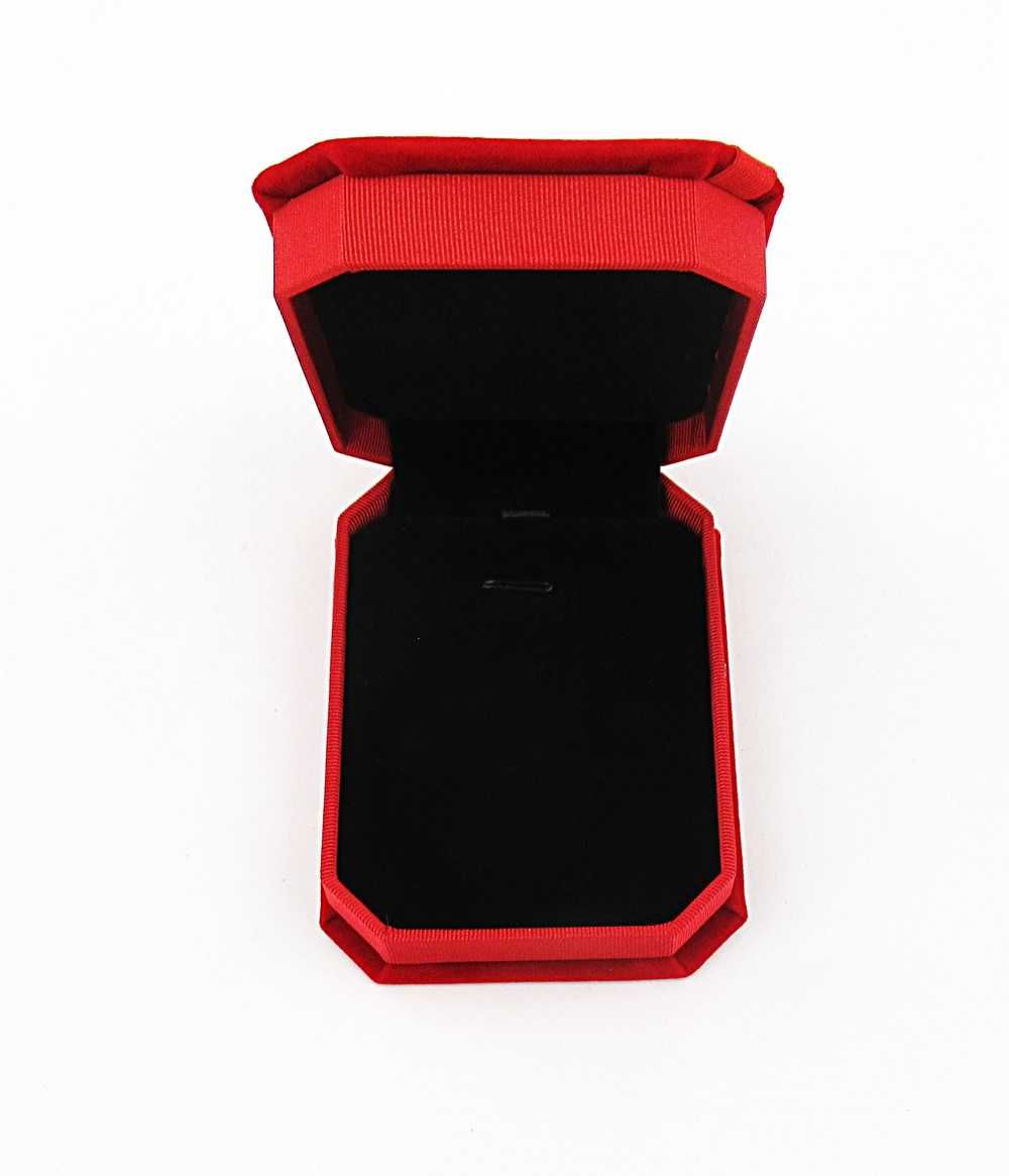 Pudełko na naszyjnik biżuterię welurowe czerwone kokardka OZ25