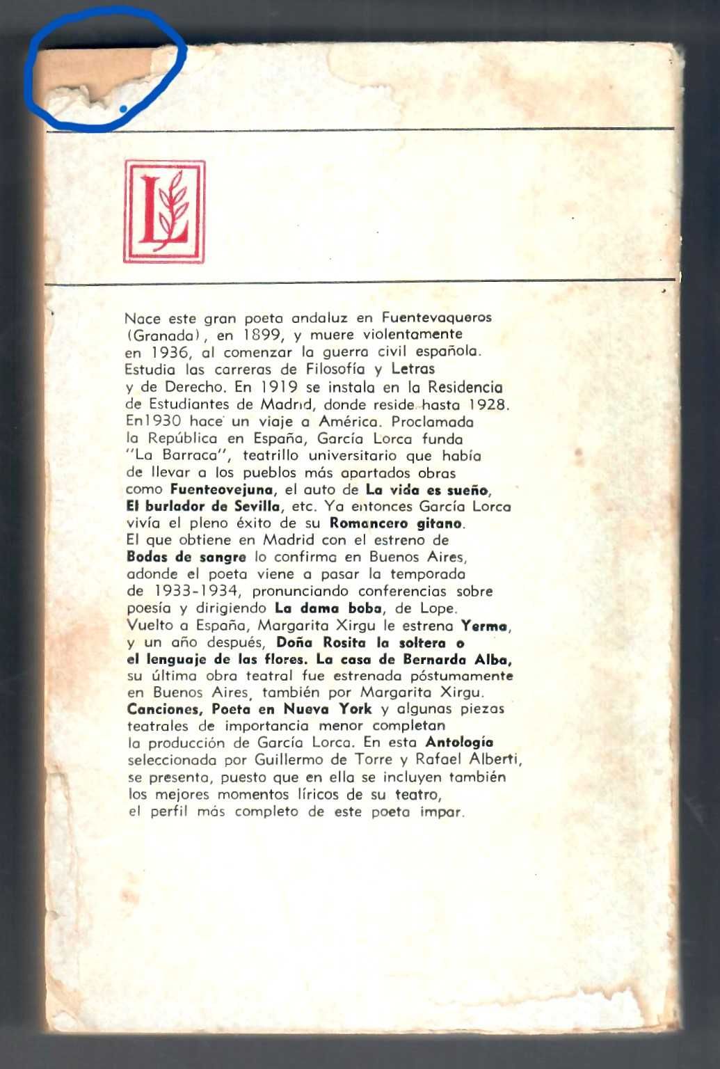 Federico Garcia Lorca «Antologia Poética» e «Lorca»