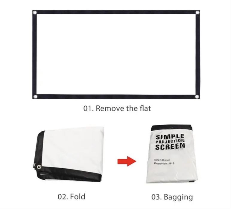 Білий світловідбивний проекційний екран 120 дюймів з люверсами