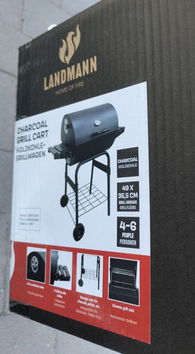 Grill węglowy wózek BARREL 550 (ruszt chrom) / Grill Landmann 13657