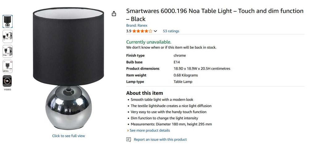 2 Candeeiros de cabeceira Ranex Smartwares Noa (Touch)