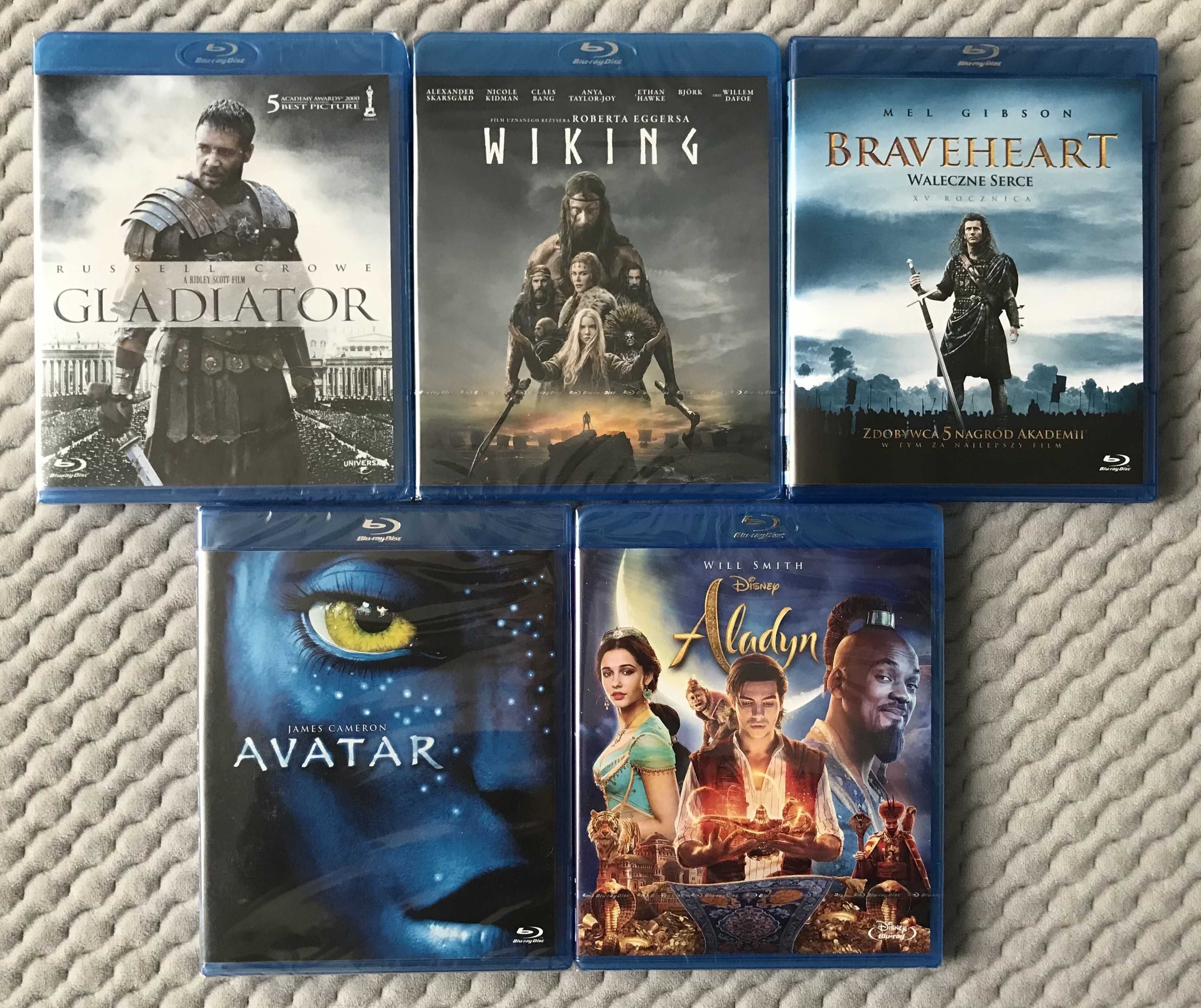 "Gladiator", "Wiking", "Braveheart", "Avatar", "Aladyn" - 5 Blu-ray