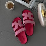 Шльопанці Hermes Chyrpe Chèvre Velours Pink рожеві