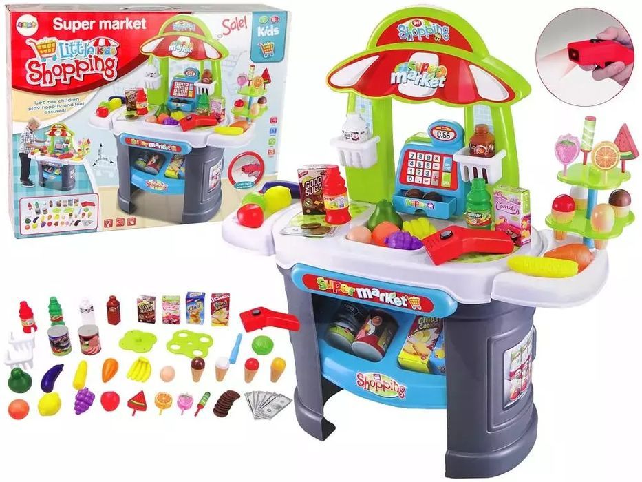 Zestaw supermarket z akcesoriami. Leantoys