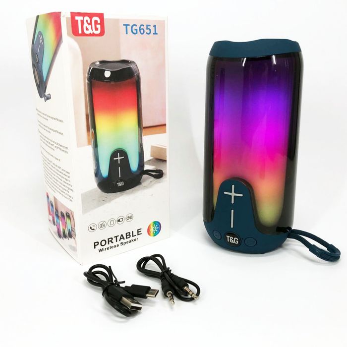 Блютуз колонка TG651 з RGB підсвіткою