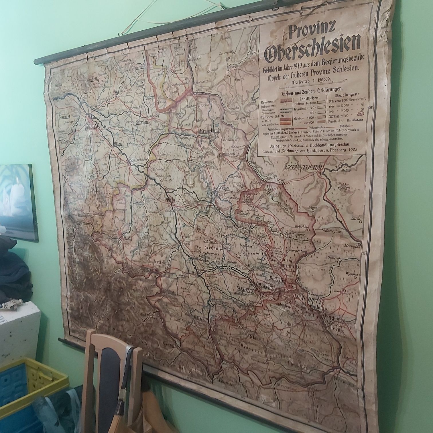 Mapa ścienna wisząca Zabytek stara niemiecka PROVINZ OBERSCHLESIEN