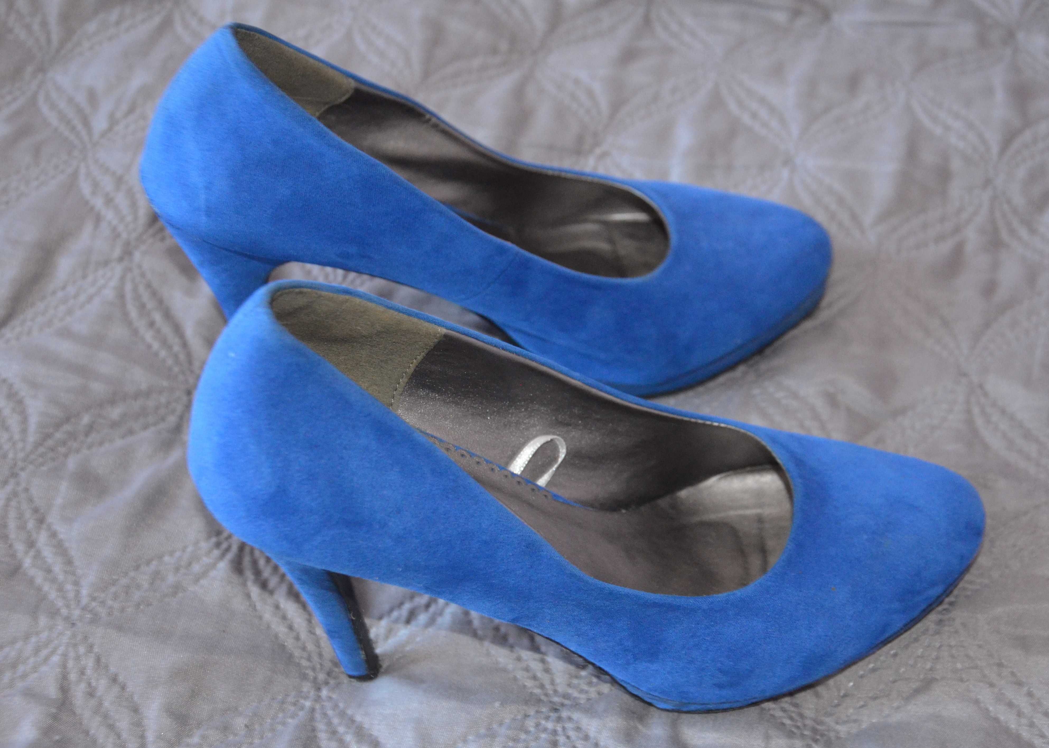 Niebieskie  buty na obcasie 10 cm Jennifer rozmiar 37