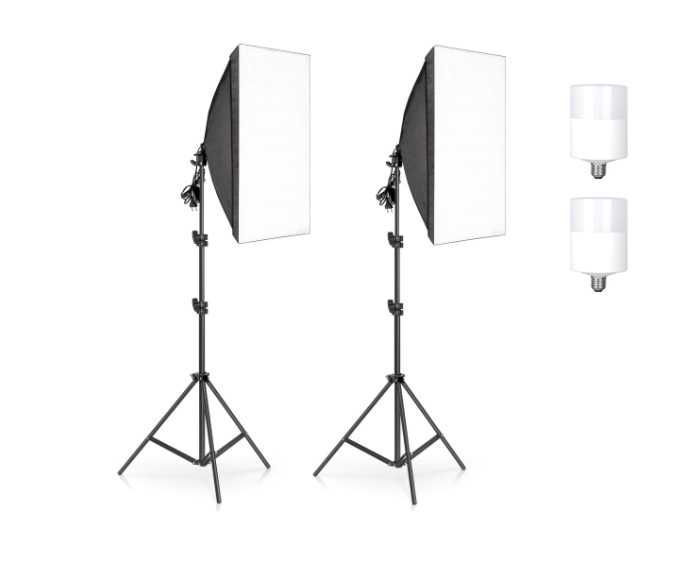 Kit 2 Soft Boxes iluminação fotografia e vídeo com 2 lâmpadas LED