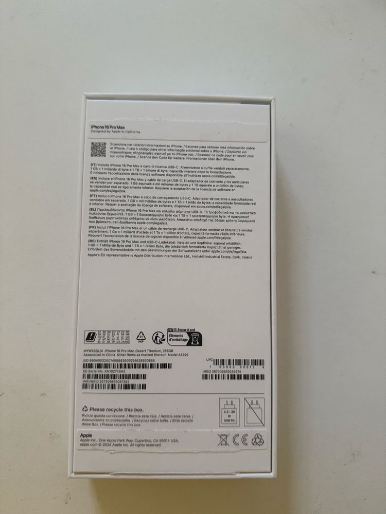 Iphone 16  pro max 256gb novo