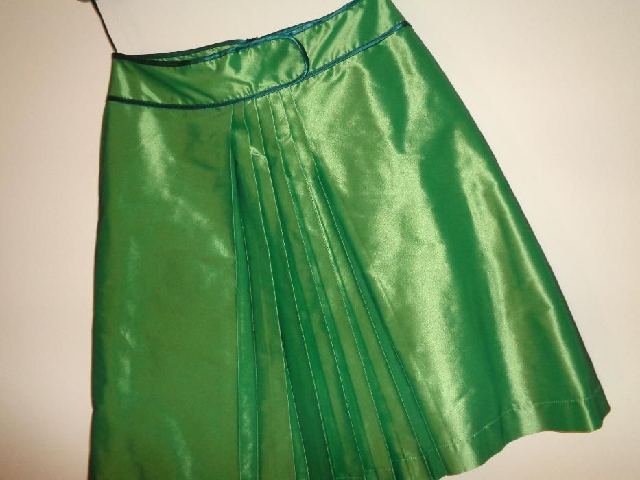 MNG Mango - zielona satynowa plisowana spódnica PLISA nowa r. 38