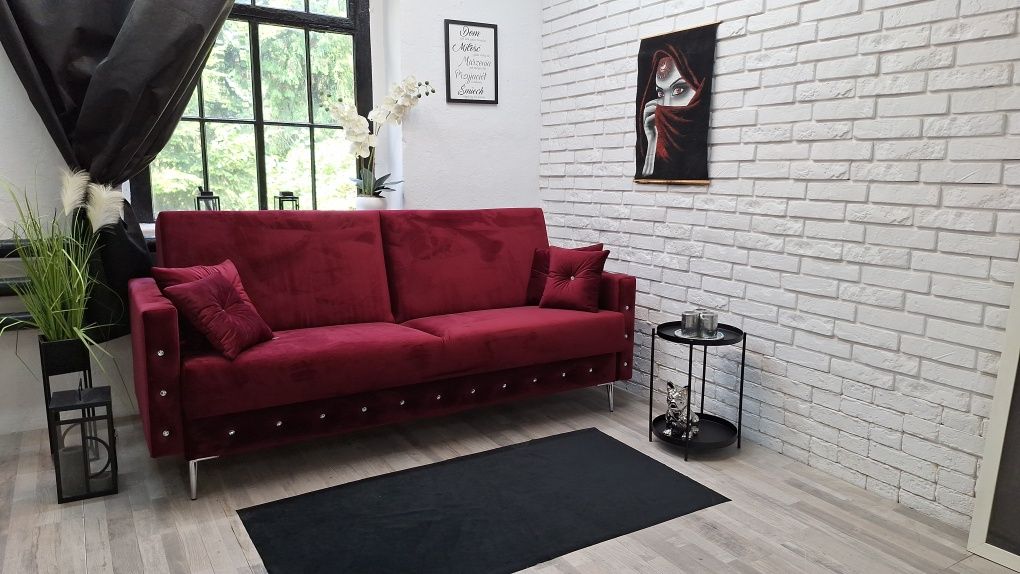 Kanapa Tosia Glamour sprężyny welur