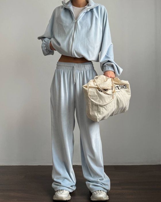 Спортивный костюм женский худи штаны топ велюровый зипка zara el milas