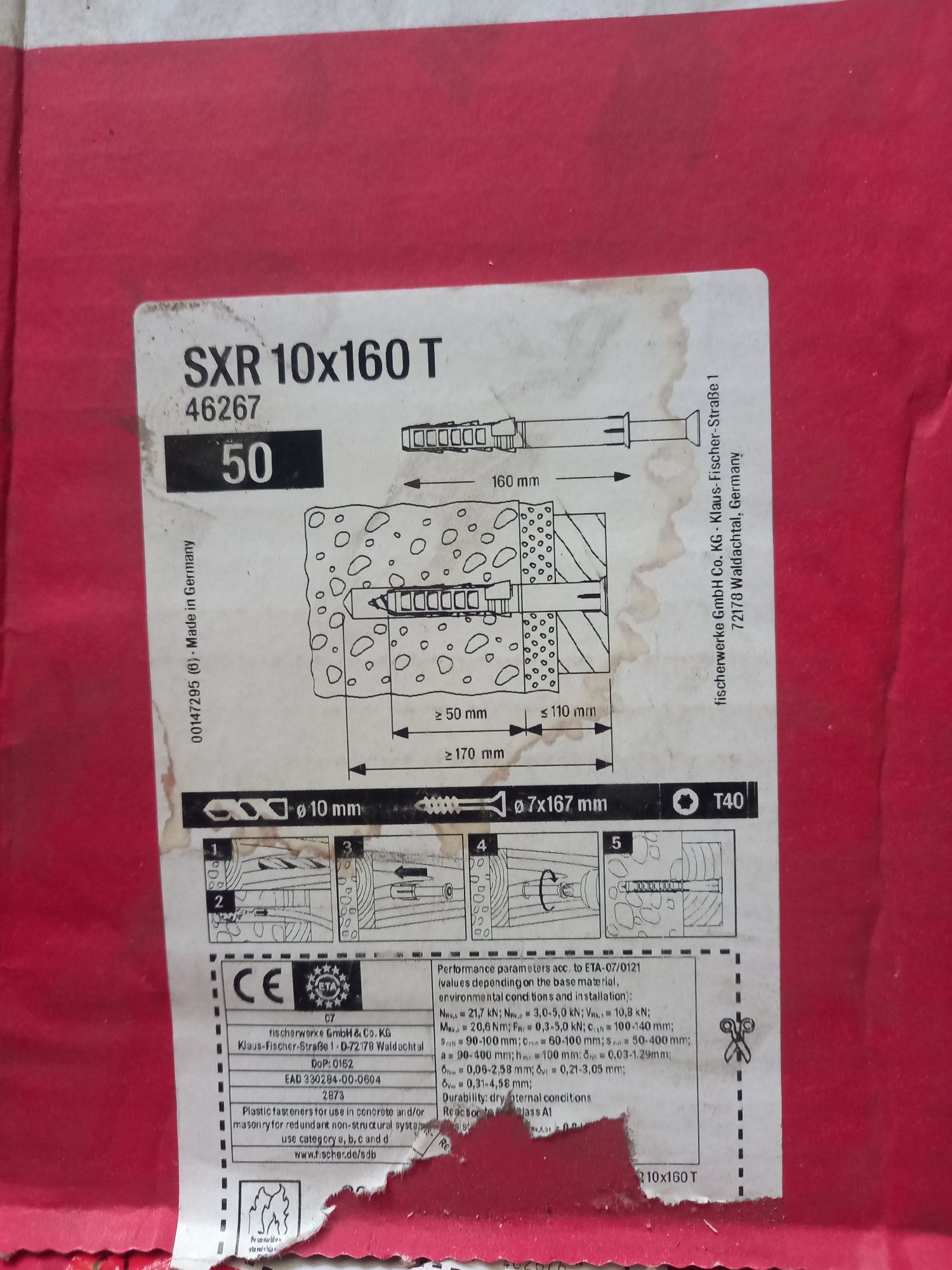 Kolki rozporowe fischer 10x160 10x180 oraz wkręty do drewna