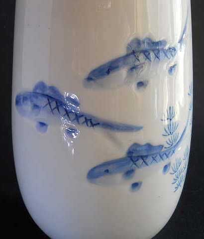 Винтажная фарфоровая Японская ваза с изображениями рыб