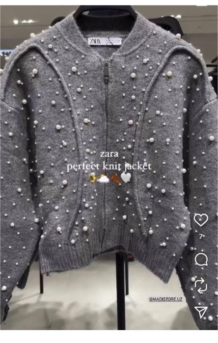 Кофтинка бомбер зіп худі Zara з перлинками блискітками стрази