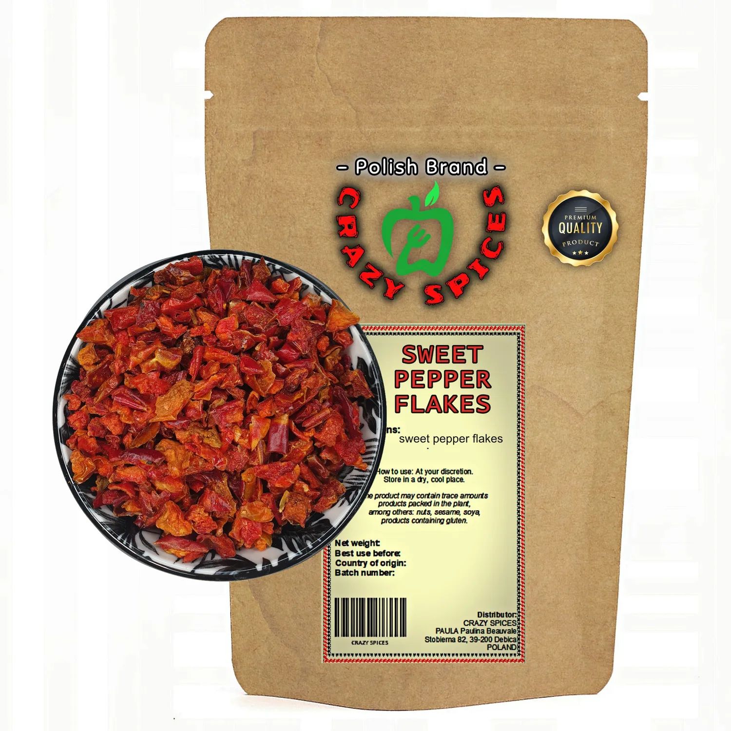 Papryka słodka płatki 100g – CrazySpices. Smak, który zmienia dania