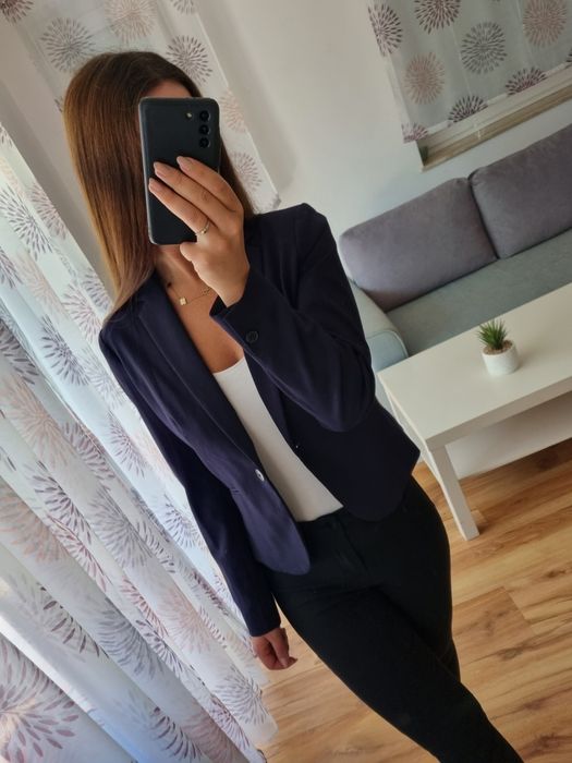 Granatowa marynarka żakiet H&M r. S/M
