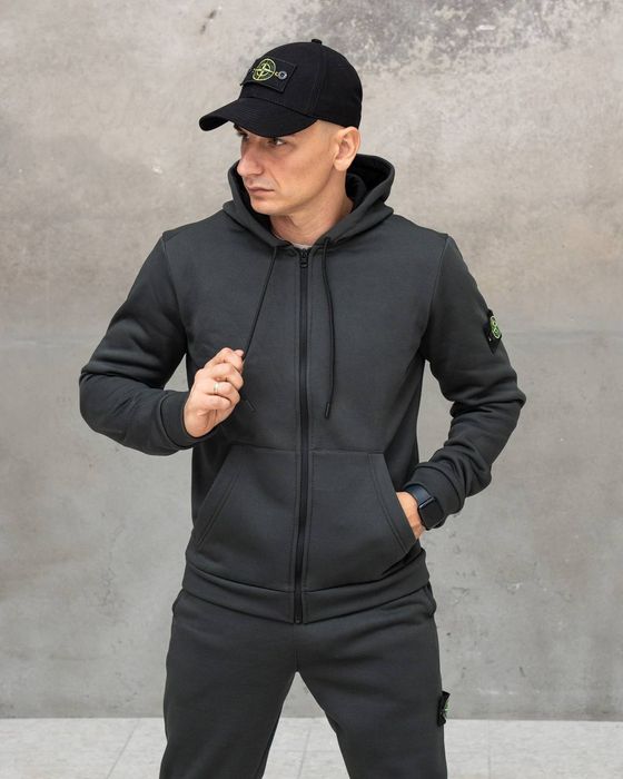 Костюм Зимовий спортивний STONE ISLAND Dark! Тринитка з НАЧОСОМ! Зима!
