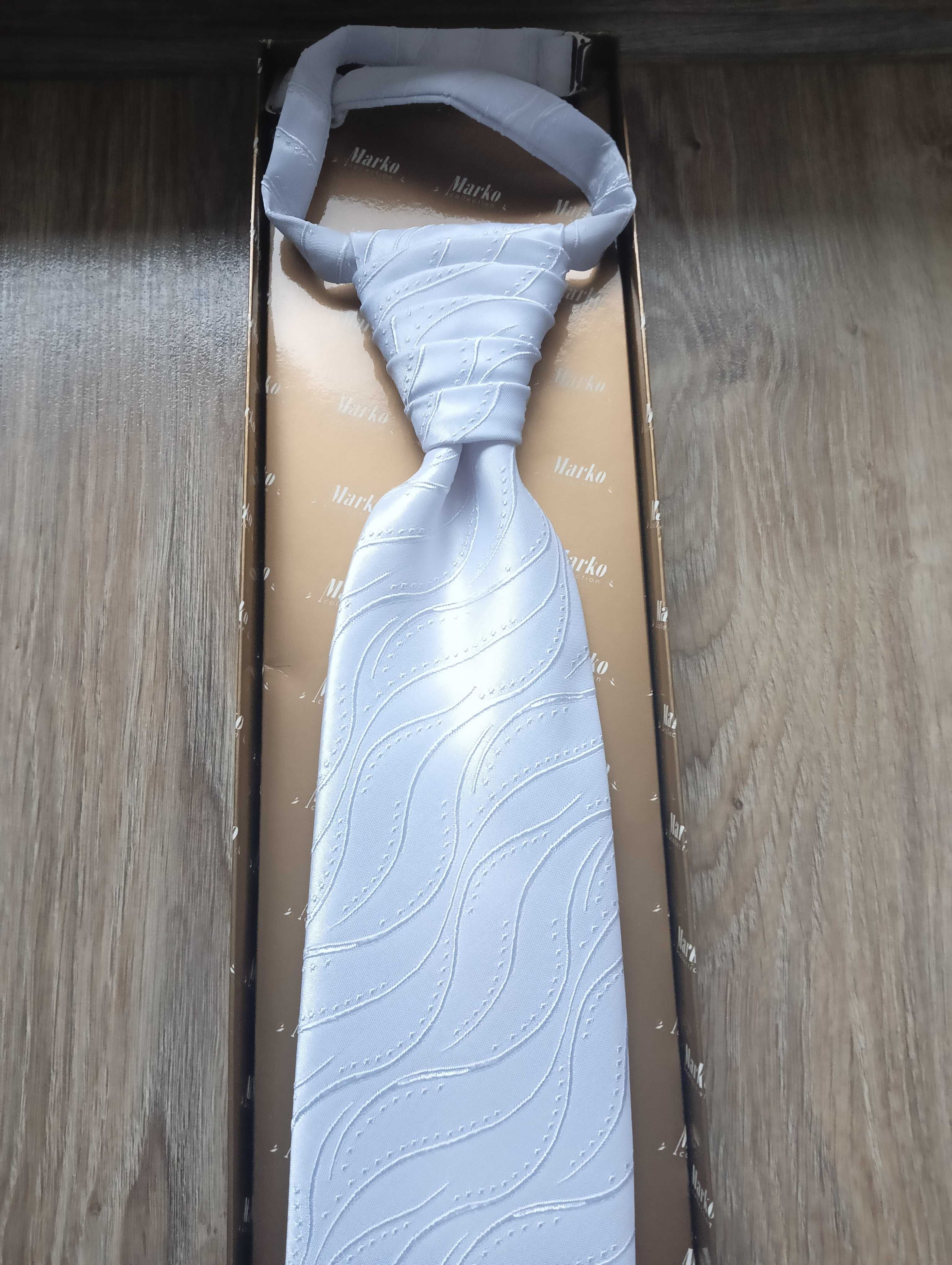 Krawat ślubny biały