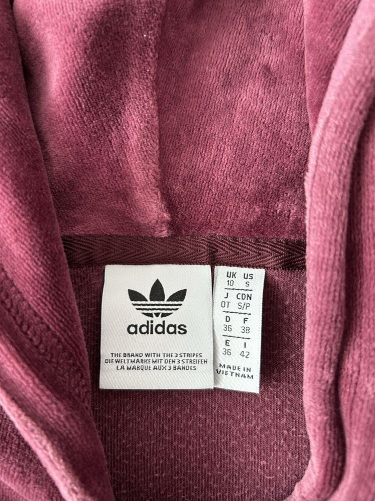Krótka bluza welurowa Adidas rozmiar M