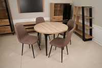 (24M) Stół okrągły rozkładany + 4 krzesła, nowe 950 zł