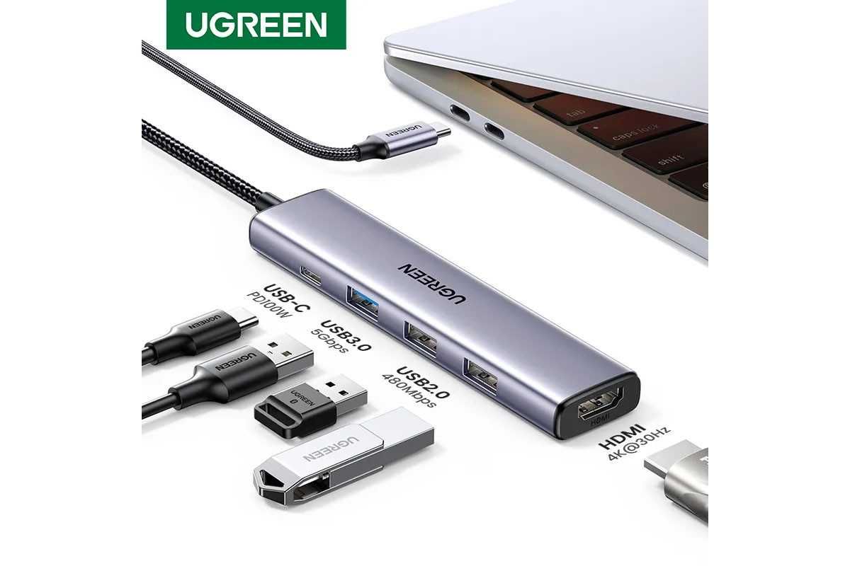 USB-хаб UGREEN 5-в-1 USB-C TO 4k HDMI 100W CM478 (15495)