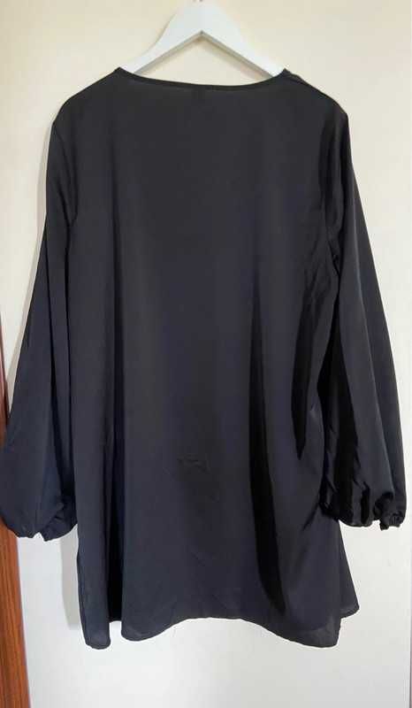 Czarna sukienka 44/46/48 – elegancka tunika, oversize, wieczorowa
