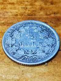 Срібна монета 1/2 марки 1905 Герм.імперії.Серебро 900*