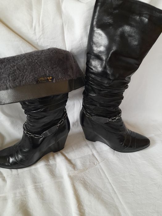 Сапоги теплие кожа