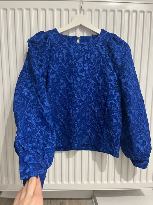 niebieska chabrowa bluzka elegancka scandi unikat vintage XS/S