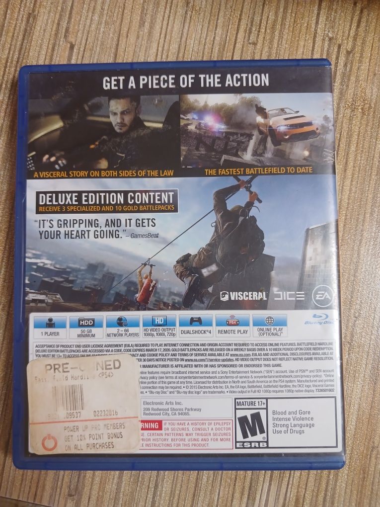 Диск battlefield hardline ps4