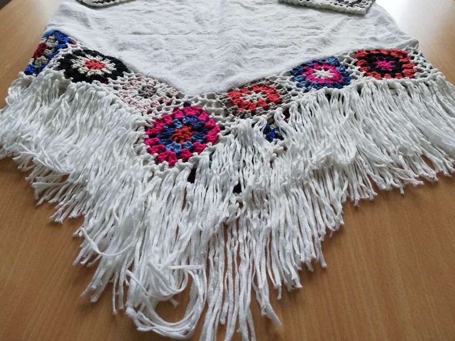 Biała narzutka plażowa, sukienka boho pareo uniwersalny
