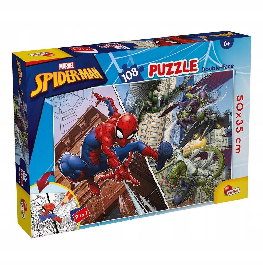 Puzzle Dwustronne 108 Marvel Spiderman, Lisciani