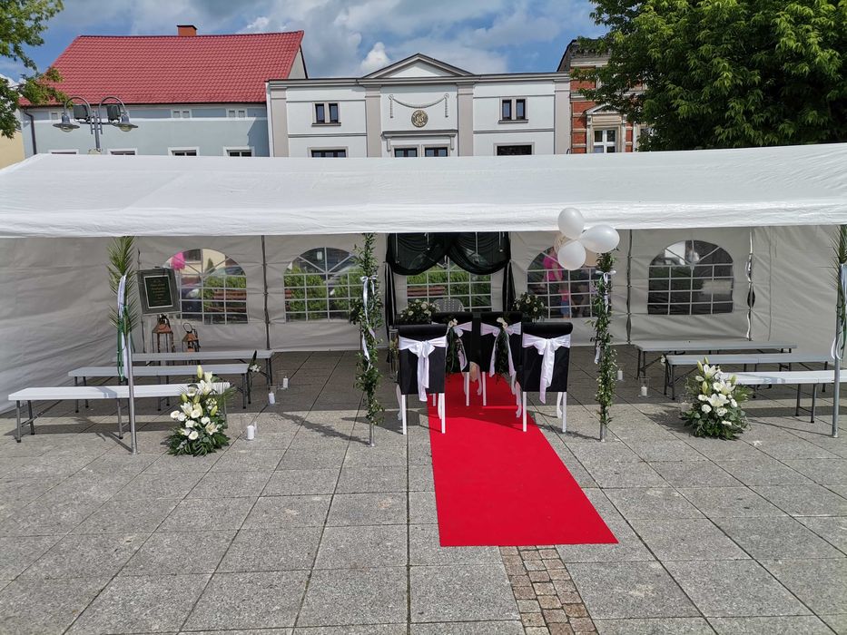 Namiot pawilon imprezowy duży 10mx5 ławki stoły wynajem polter komunia