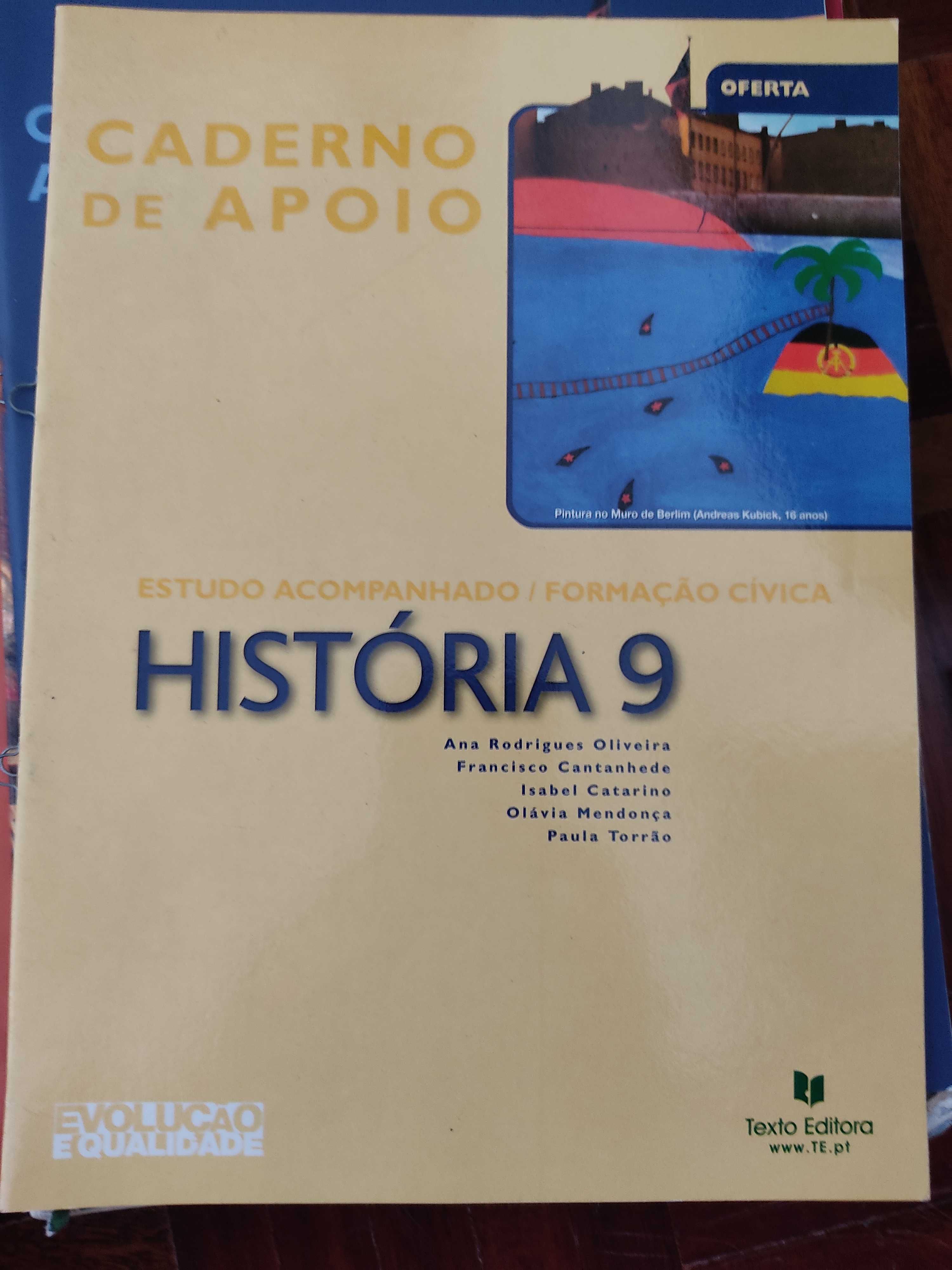 Livros escolares de diferentes anos de ensino e disciplinas