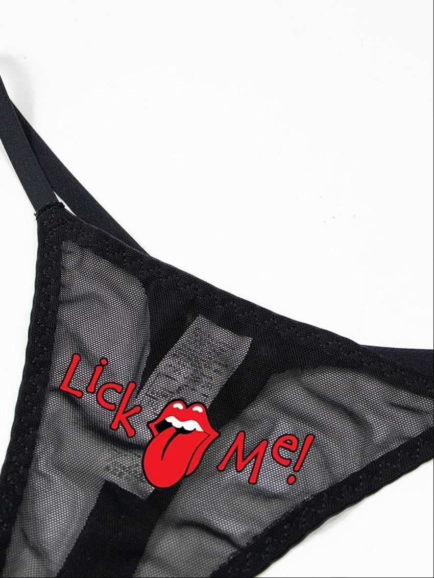Bielizna erotyczna majtki, stringi sexy NAPIS LOGO - B54
