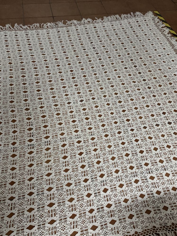 Toalha de Crochet, antiga, branca, Medidas 1,8*2m
